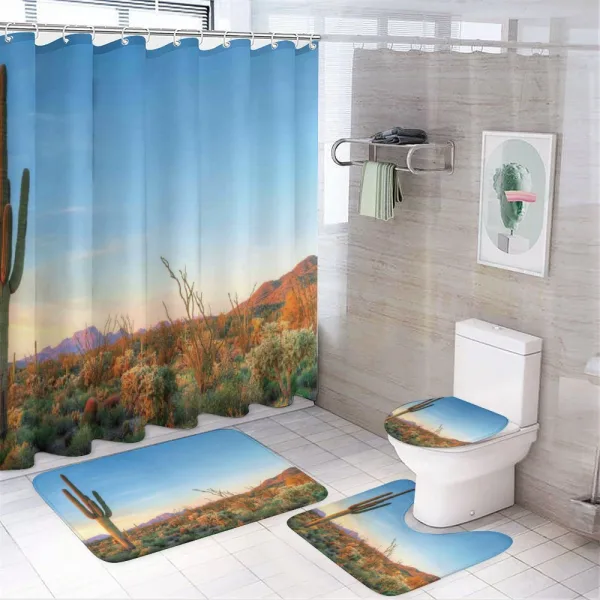 Sun in Desert Cactus on a shower curtain