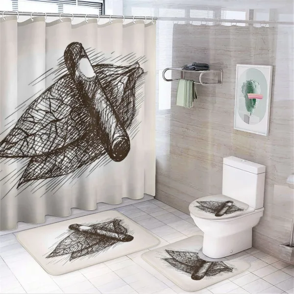 Tobacco Leaves Sketch Art on a shower curtain