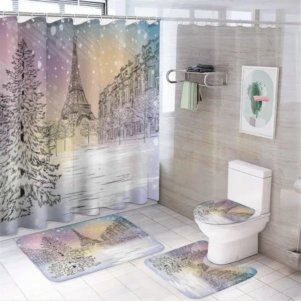 Winter Day at Paris on a shower curtain