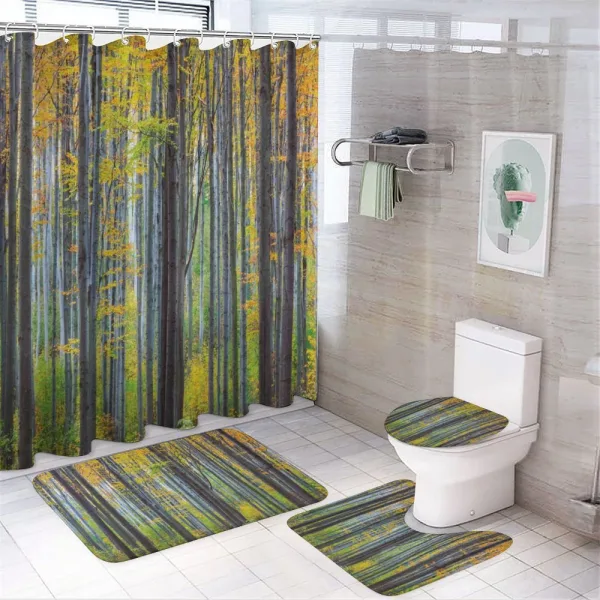 Autumn Season Beech Forest on a shower curtain