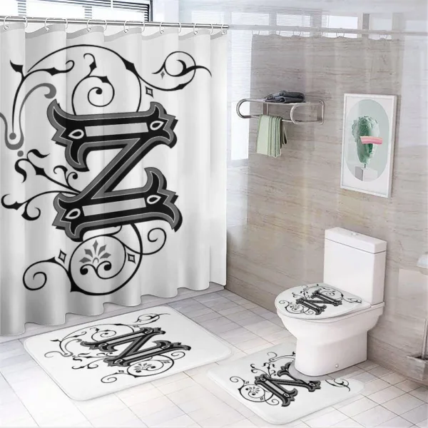 Calligraphic Capital Z on a shower curtain