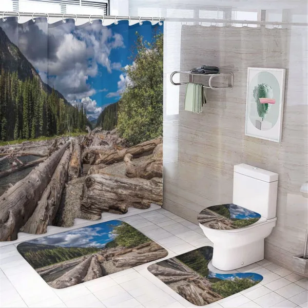Cloudy Sky and Trees on a shower curtain