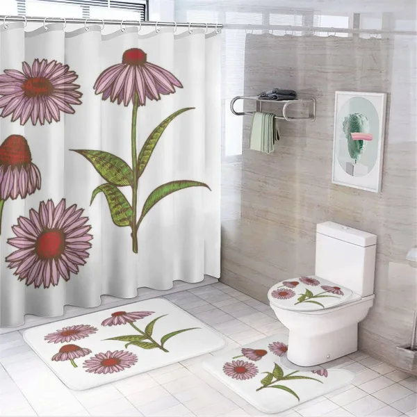 Coneflower Herbs on a shower curtain