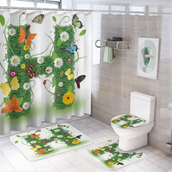 Dahlia Ladybug Initial on a shower curtain