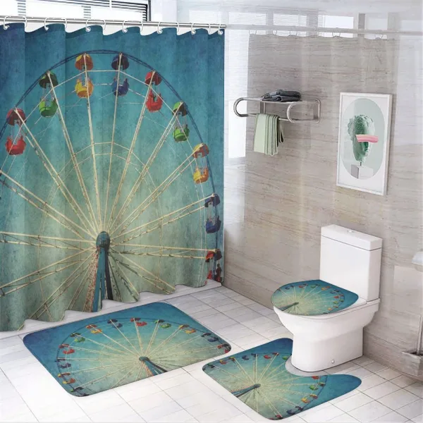 Ferris Wheel Fun Retro on a shower curtain