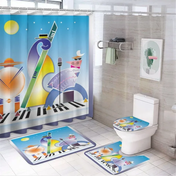 Geometric Shapes Band on a shower curtain