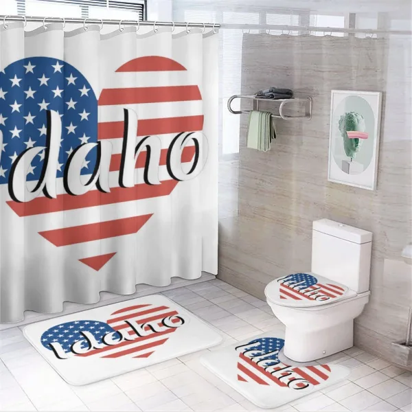 Heart Shaped USA Flag State on a shower curtain