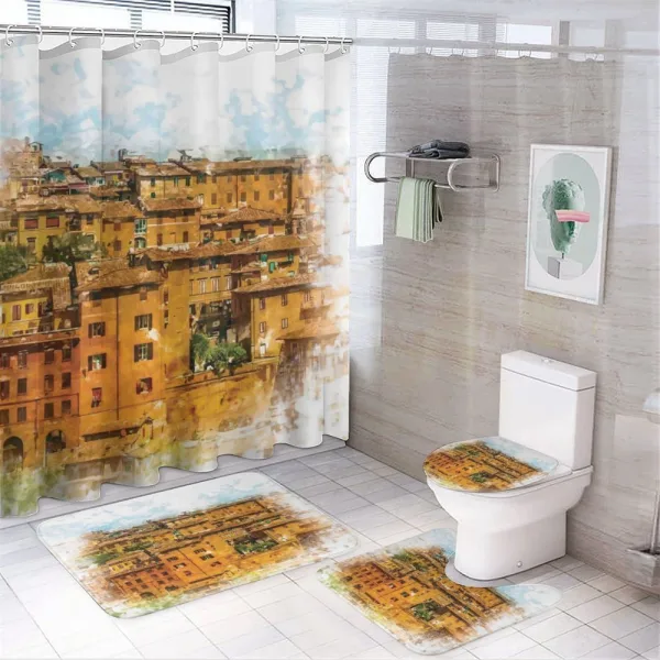 Historic Italian Town on a shower curtain