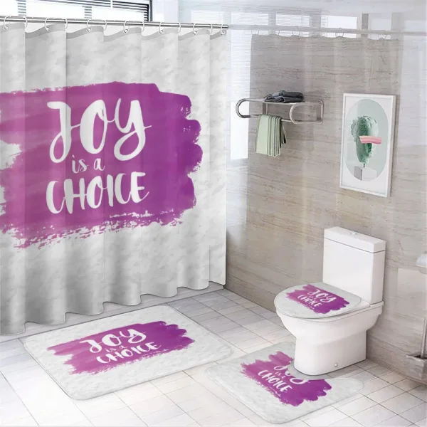 Joy is a Choice Words Art on a shower curtain