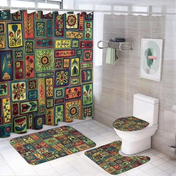 Leaves and Hearts on a shower curtain