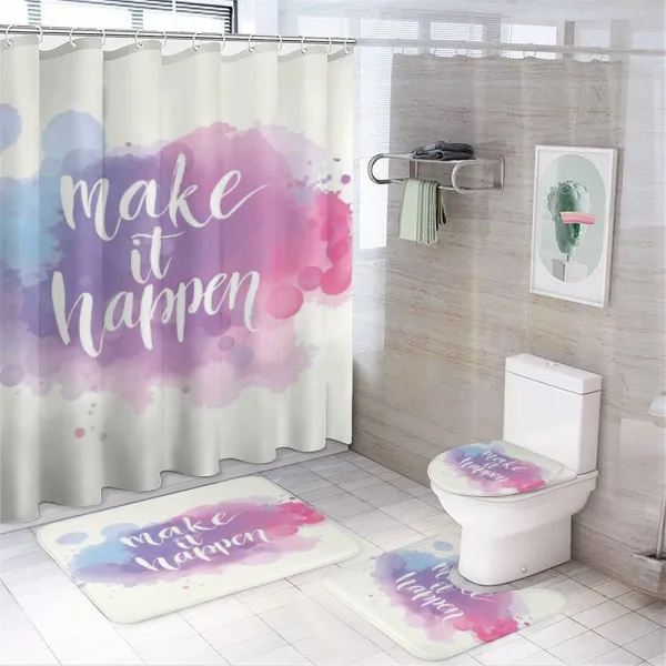 Make It Happen Slogan on a shower curtain
