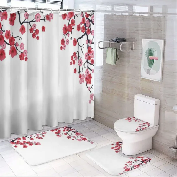 Sakura Branch Petal on a shower curtain