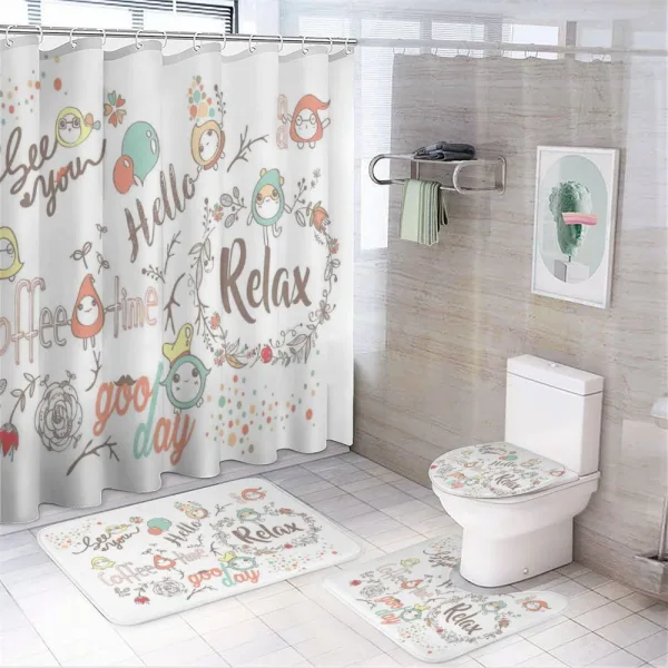 See You Hello Day Text on a shower curtain