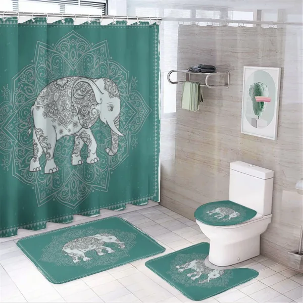 Sign on a shower curtain
