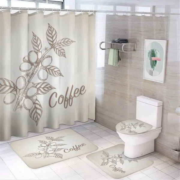 Sketch Style Coffee on a shower curtain