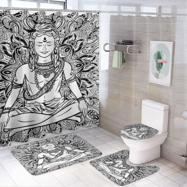 Third Eye Mandala Sketch on a shower curtain