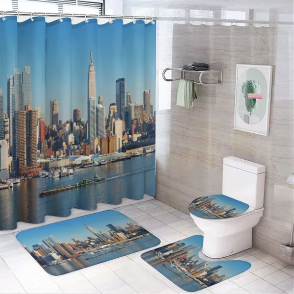 Urban City Skyline on a shower curtain
