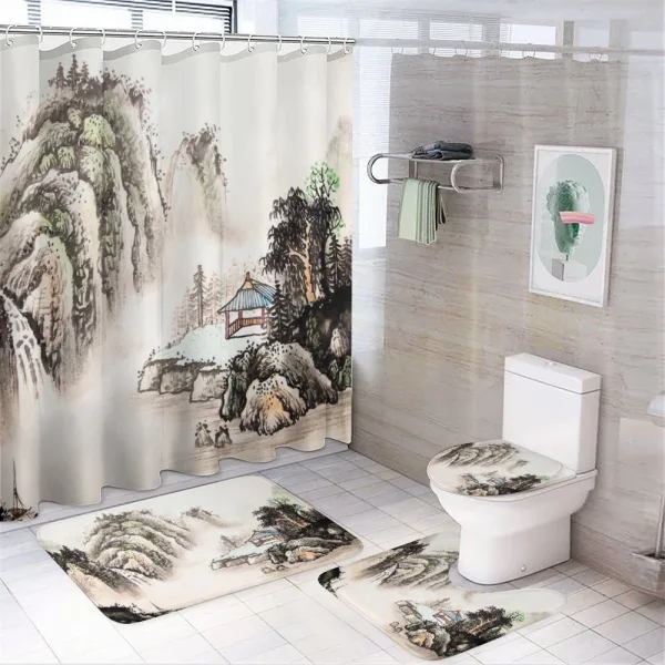Watercolor Valley on a shower curtain