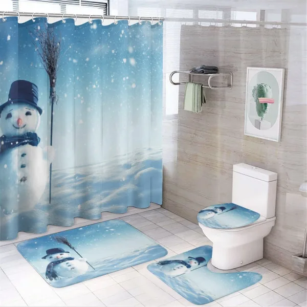 Wintry Land Snowy Cold on a shower curtain