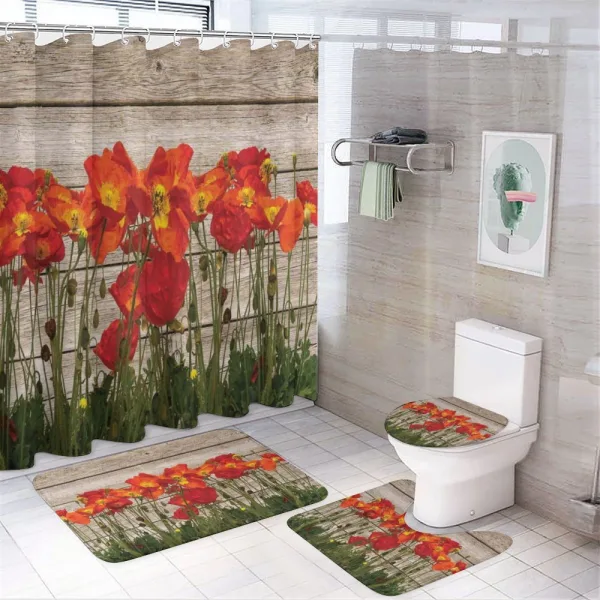 Blooming Poppy Flowers on a shower curtain