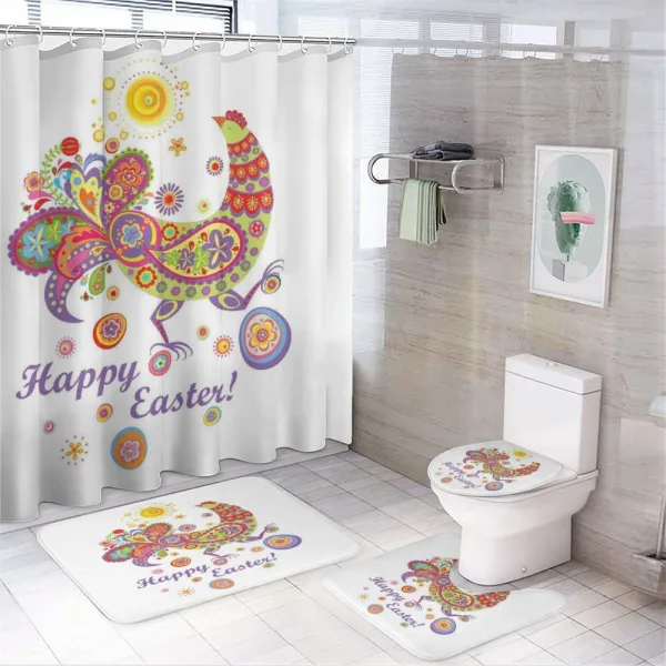Blossoming Flowers Dots on a shower curtain