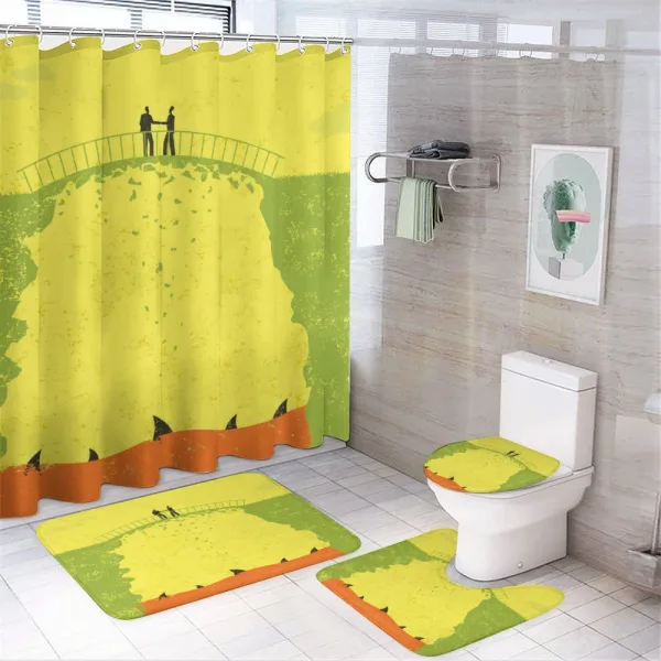 Business Life Hands on a shower curtain