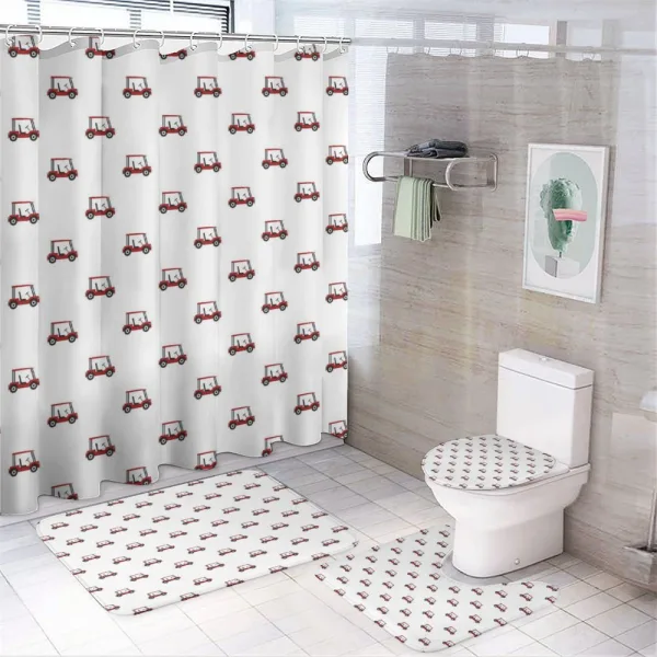 Carts Pattern Golfing Stroke on a shower curtain