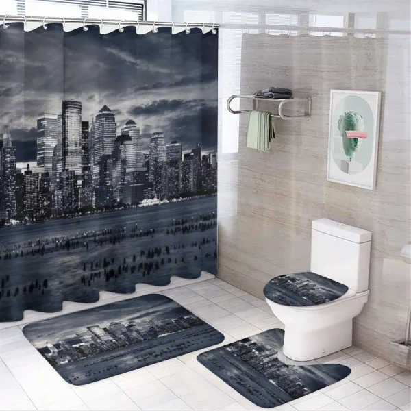 Dramatic View NYC Skyline on a shower curtain