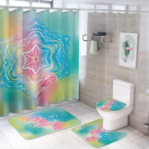 Flower Mandala Rainbow on a shower curtain