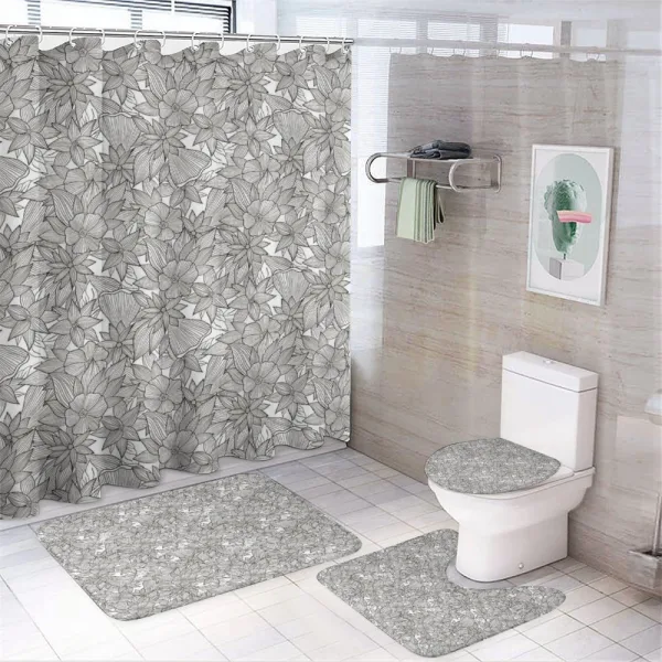 Hand Drawn Striped Flowers on a shower curtain