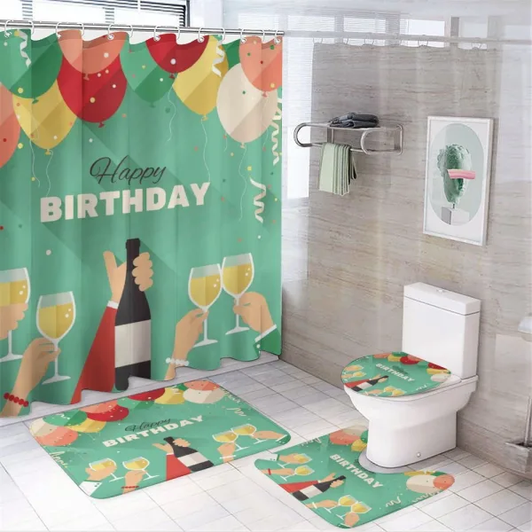 Happy Birthday Greeting on a shower curtain