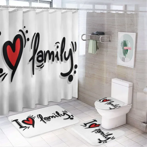 I Heart Family Pictogram on a shower curtain