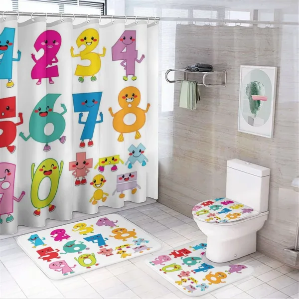 Joyful Comic Numerals on a shower curtain