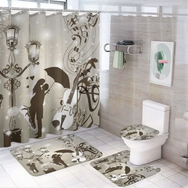 Kissing Couples Music on a shower curtain