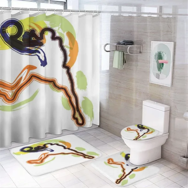 Man Playing Basketball on a shower curtain