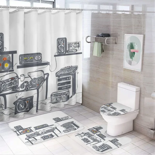 Music Devices Turntable on a shower curtain