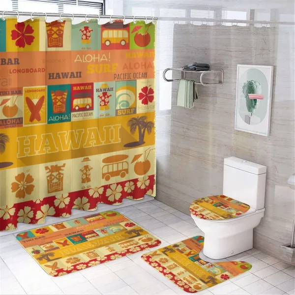 Old Travel Cards on a shower curtain