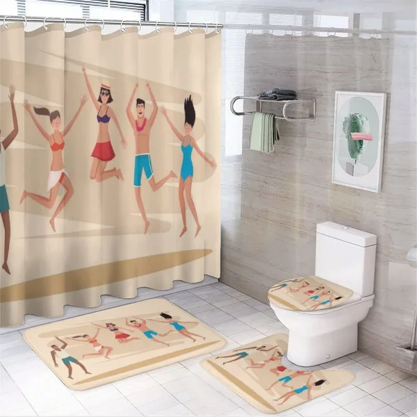 People Dance at Beach on a shower curtain