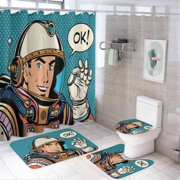 Space Man Gesturing on a shower curtain