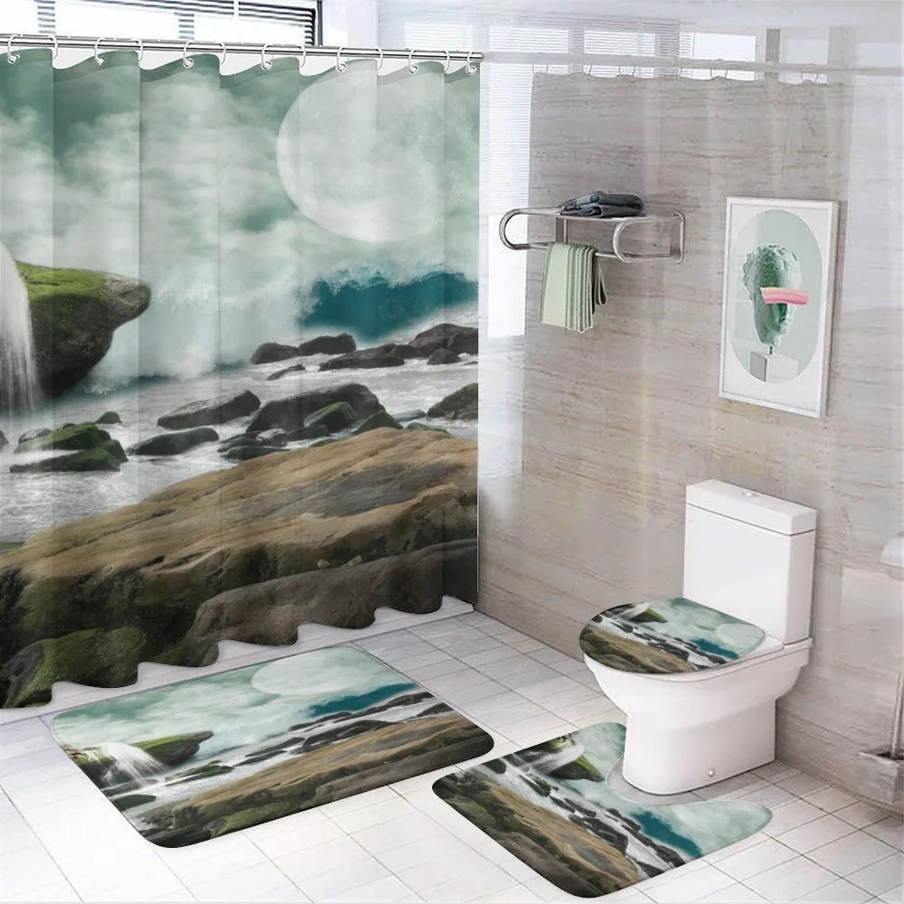 Waterfall Foggy Full Moon — Your design