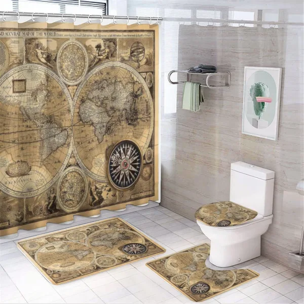 Accvrat Map of World on a shower curtain