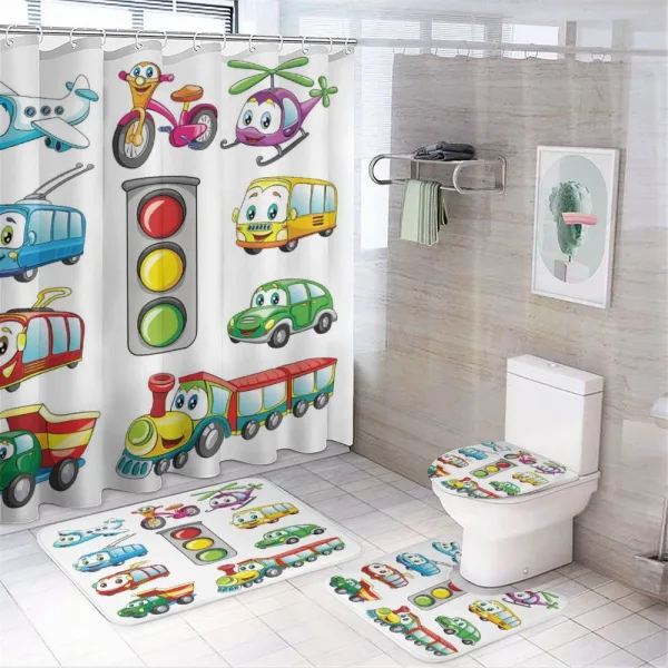 Cheerful Transportation on a shower curtain
