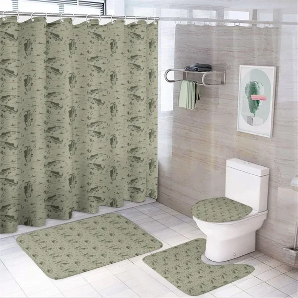 Fisherman Boat and Trouts on a shower curtain