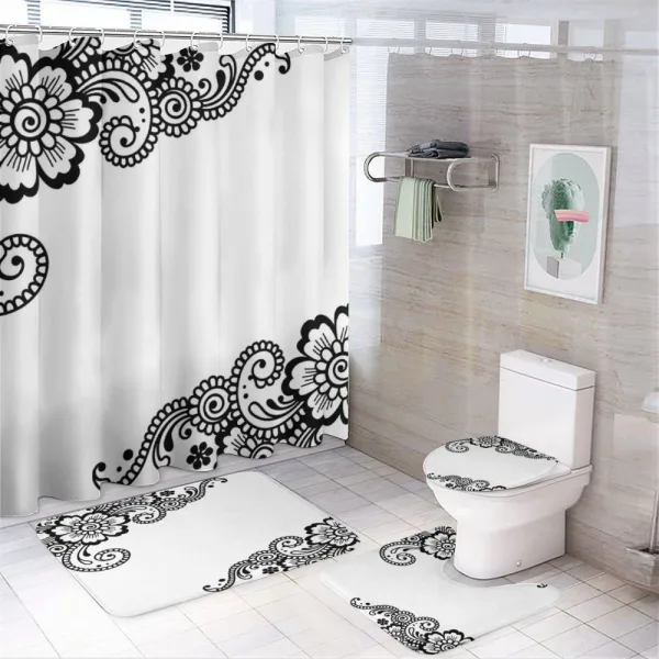 Floral Oriental Art Ornament on a shower curtain