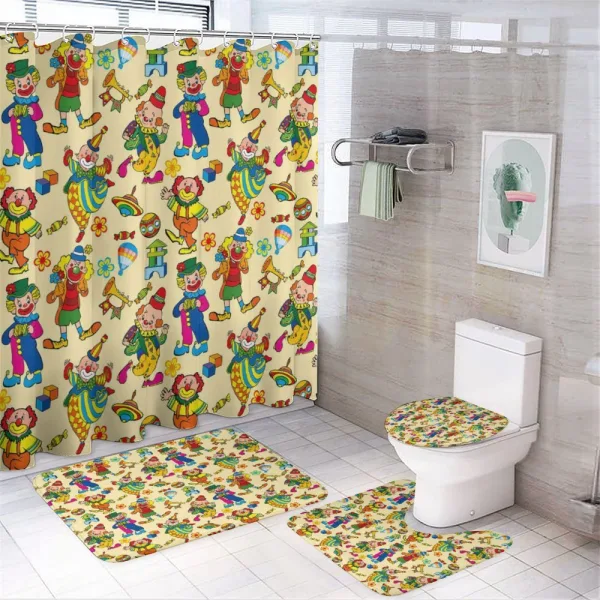 Funny Cartoonish Clowns on a shower curtain