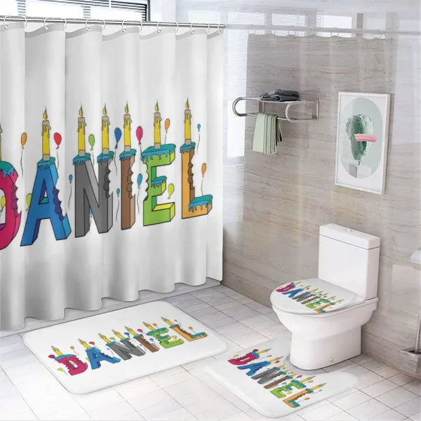 Grooving Male Name Cake on a shower curtain