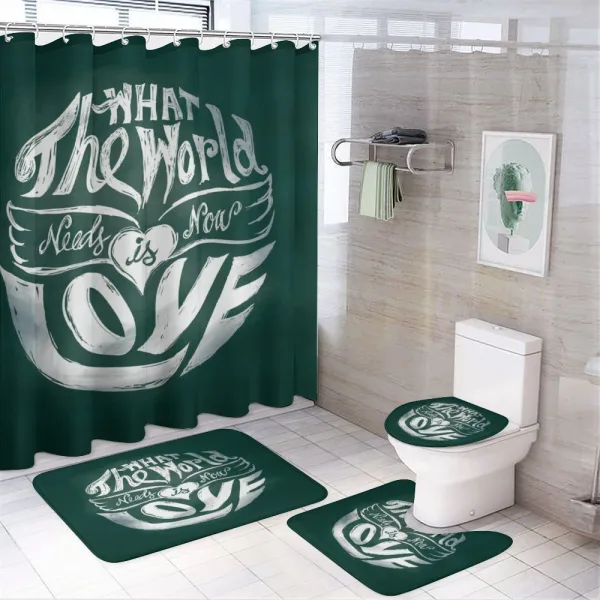 Grunge Art Words Circle on a shower curtain