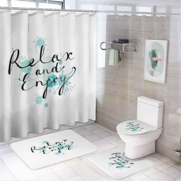Ink Splatter Relax and Enjoy on a shower curtain
