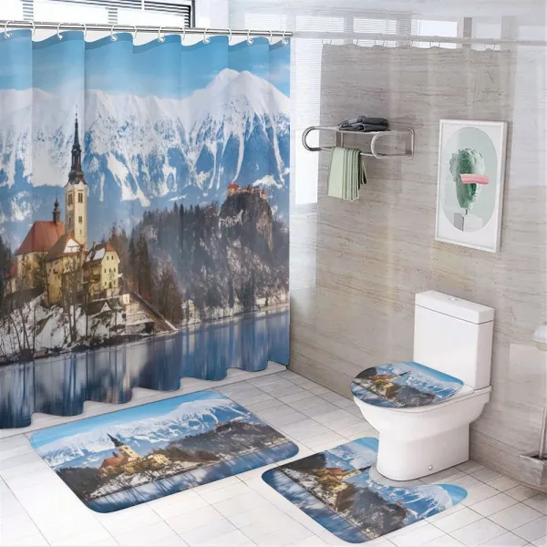 Lake Scene Illustration on a shower curtain