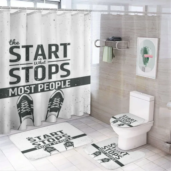 Motivational Writing on a shower curtain